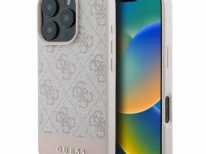 GUESS case for IPHONE 16 Pro GUHCP16LG4GLPI (4G PU Bottom Stripe) pink
