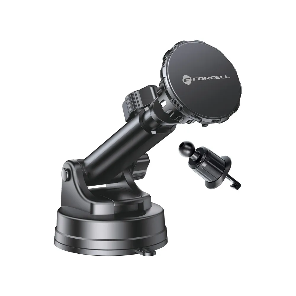FORCELL F-Grip Excellence autós telefon tartó szélvédőre/középső konzolra/szellőzőnyílásra, mágneses, fekete - Image 3