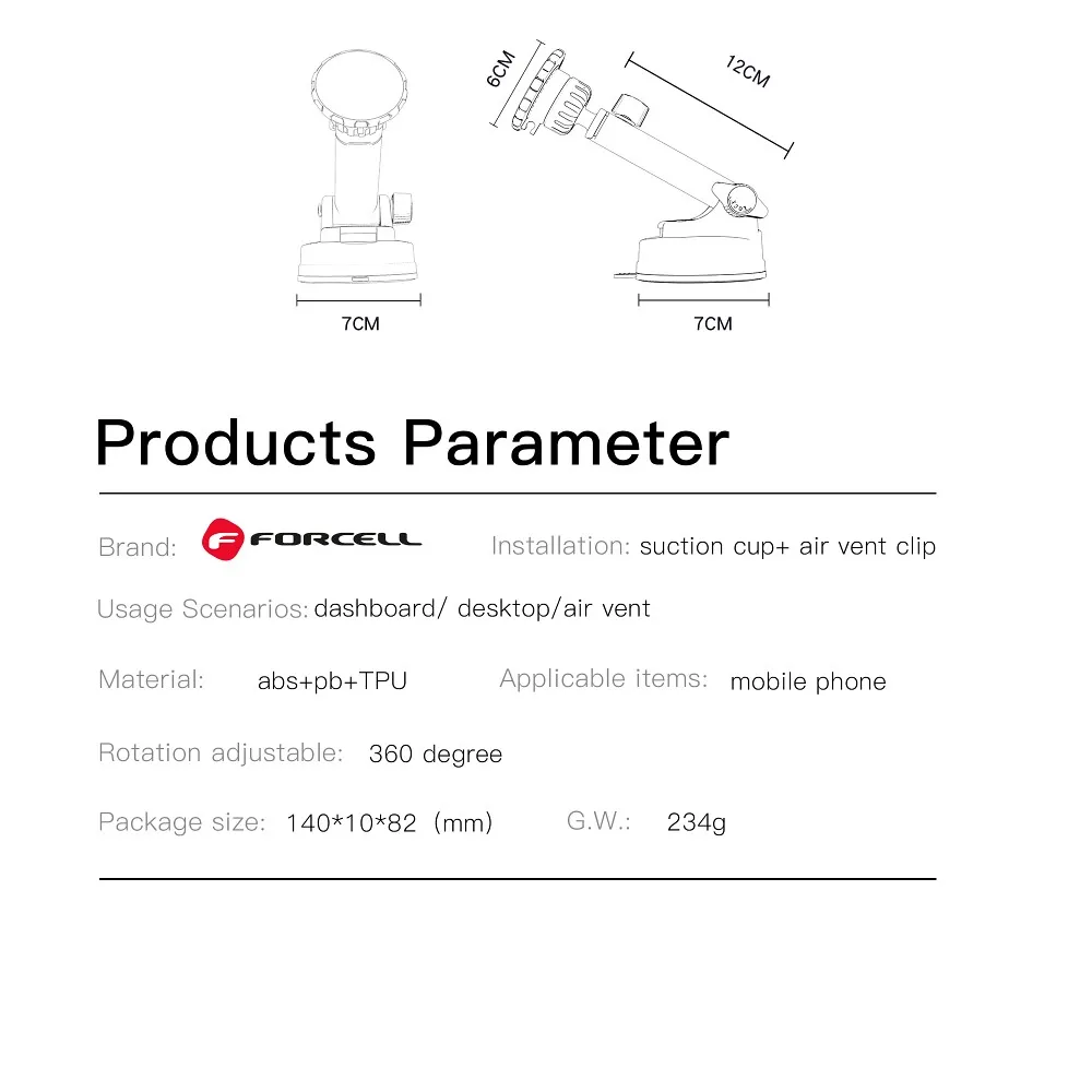 FORCELL F-Grip Excellence autós telefon tartó szélvédőre/középső konzolra/szellőzőnyílásra, mágneses, fekete - Image 20