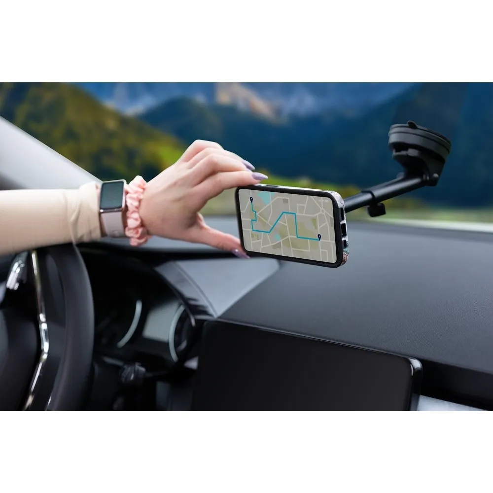 FORCELL F-Grip Excellence autós telefon tartó szélvédőre/középső konzolra/szellőzőnyílásra, mágneses, fekete - Image 26