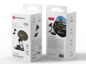 FORCELL F-Grip IronSecure autós telefon tartó a szélvédőre/középső konzolra, MagSafe-kompatibilis, fekete