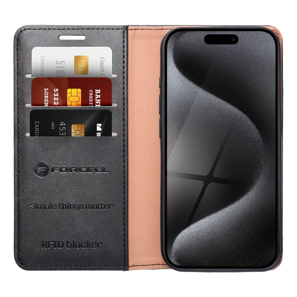 FORCELL F-PROTECT RFID Blocker book case for IPHONE 14 Pro black - Image 4