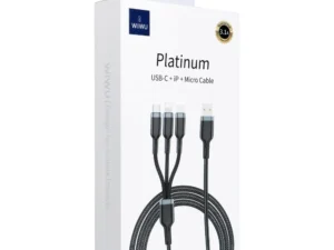 WiWU - Platinum Series Data Cable Wi-C014 3w1 USB A to USB C, Micro USB, Lightning 3,1A 1,2m - black