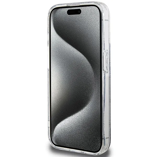 GUESS case for IPHONE 15 Pro compatible with MagSafe GUHMP15LHGCUSTGK (IML GCUBE) black - Image 5