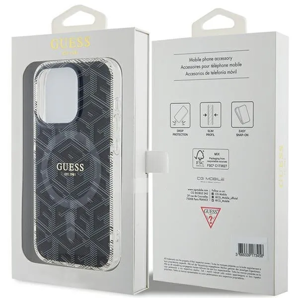 GUESS case for IPHONE 15 Pro compatible with MagSafe GUHMP15LHGCUSTGK (IML GCUBE) black - Image 8