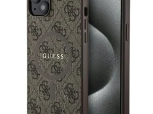 GUESS case for IPHONE 15 compatible with MagSafe GUHMP15SG4GFRW (4G Ring classic logo) brown