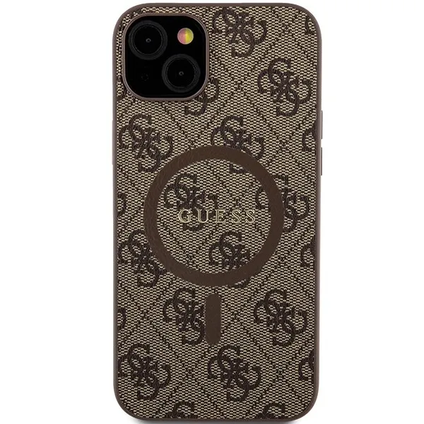 GUESS case for IPHONE 15 compatible with MagSafe GUHMP15SG4GFRW (4G Ring classic logo) brown - Image 3