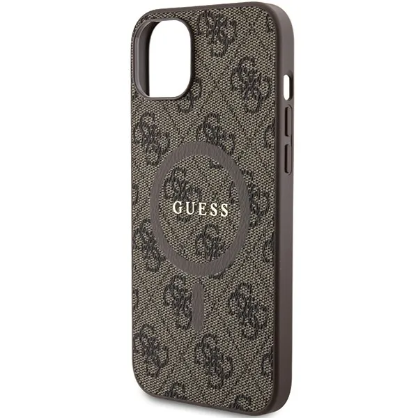 GUESS case for IPHONE 15 compatible with MagSafe GUHMP15SG4GFRW (4G Ring classic logo) brown - Image 6