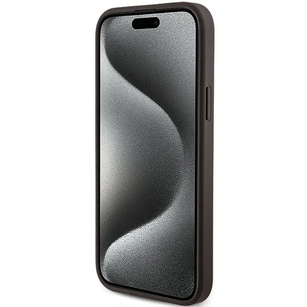 GUESS case for IPHONE 15 compatible with MagSafe GUHMP15SG4GFRW (4G Ring classic logo) brown - Image 5