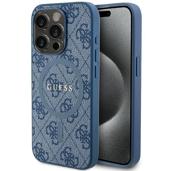 GUESS case for IPHONE 15 Pro Max compatible with MagSafe GUHMP15XG4GFRB (4G Ring classic logo) blue