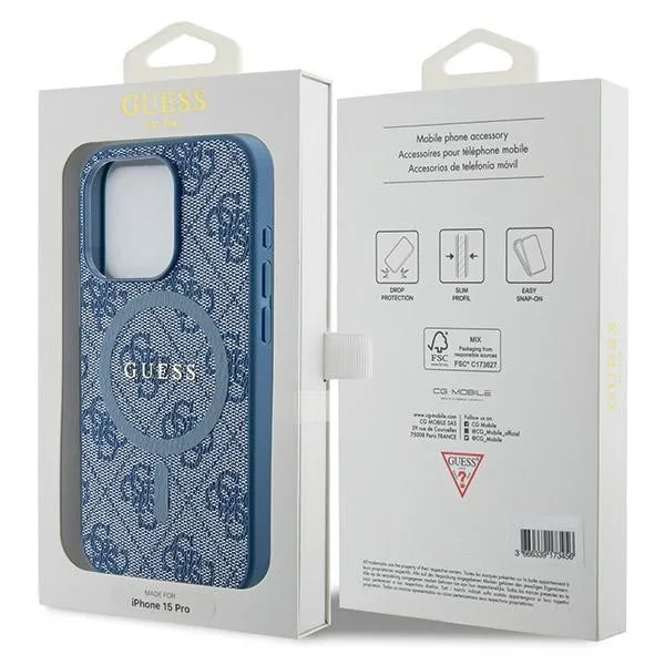 GUESS case for IPHONE 15 Pro Max compatible with MagSafe GUHMP15XG4GFRB (4G Ring classic logo) blue - Image 8