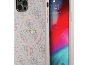 GUESS case for IPHONE 12 / 12 Pro compatible with MagSafe GUHMP12MG4GFRP (4G Ring classic logo) pink