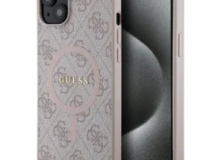 GUESS case for IPHONE 14 compatible with MagSafe GUHMP14SG4GFRP (4G Ring classic logo) pink