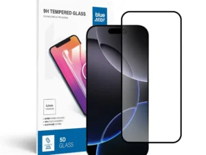 Edzett üveg az iPhone 16 PRO / 17 / 18 készülékekhez (teljes ragasztás) Blue Star 5D fekete