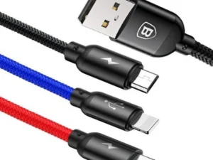 BASEUS cable 3in1 USB A to Micro USB / Lightning / Type C 3,5A CAMLT-BSY01 0,3 m black
