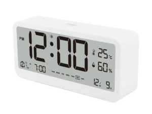 Electronic desk clock with weather station, white MK8001