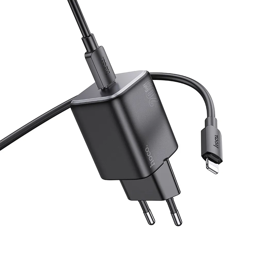 HOCO wall charger Type C + cable Type C to Lightning QC PD 20W N40 black - Image 3