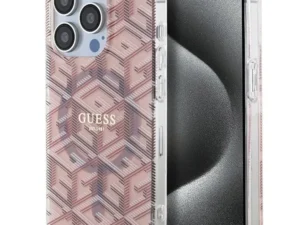 GUESS case for IPHONE 15 Pro compatible with MagSafe GUHMP15LHGCUSTGP (IML GCUBE) pink