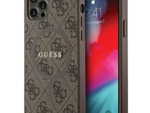 GUESS case for IPHONE 12 / 12 Pro compatible with MagSafe GUHMP12MG4GFRW (4G Ring classic logo) brown