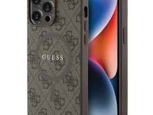 GUESS case for IPHONE 13 Pro compatible with MagSafe GUHMP13LG4GFRW (4G Ring classic logo) brown