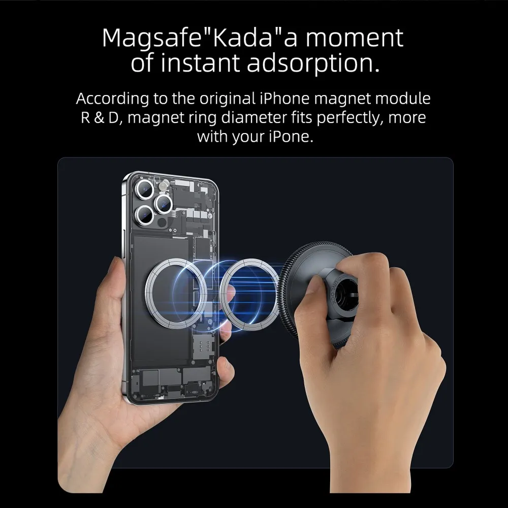 FORCELL F-Grip MagFlex autós telefon tartó a szélvédőre/középkonzolra, MagSafe-kompatibilis, fekete - Image 22