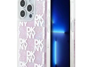 DKNY case for IPHONE 15 Pro DKHCP15LLCPEPP (DKNY HC Liquid Glitters W/Checkered Pattern) pink