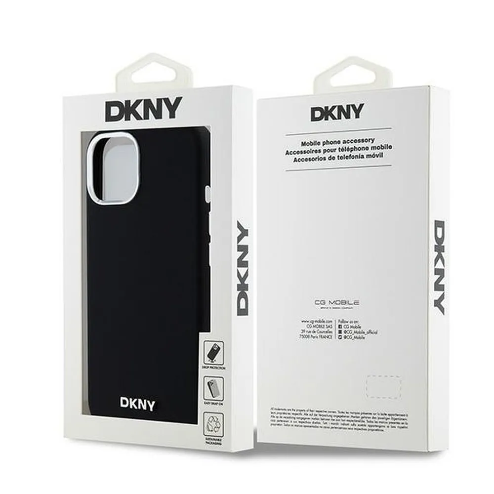 DKNY case for IPHONE 15 compatible with MagSafe DKHMP15SSMCHLK (DKNY HC MagSafe Silicone W/Horizontal Metal Logo) black - Image 8