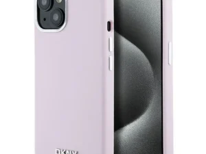 DKNY case for IPHONE 15 Plus compatible with MagSafe DKHMP15MSMCHLP (DKNY HC MagSafe Silicone W/Horizontal Metal Logo) pink