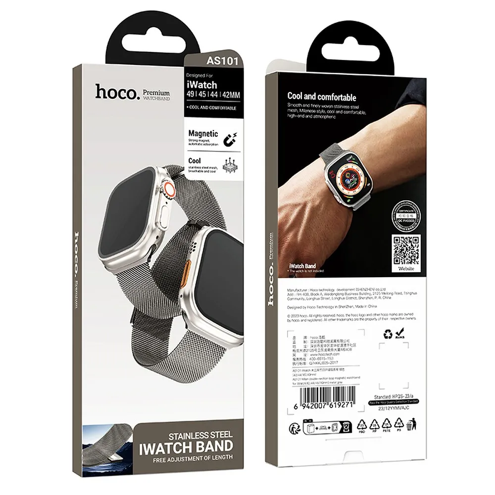 HOCO strap for Apple Watch 42 / 44 / 45 /49 mm AS101 metal gray - Image 6