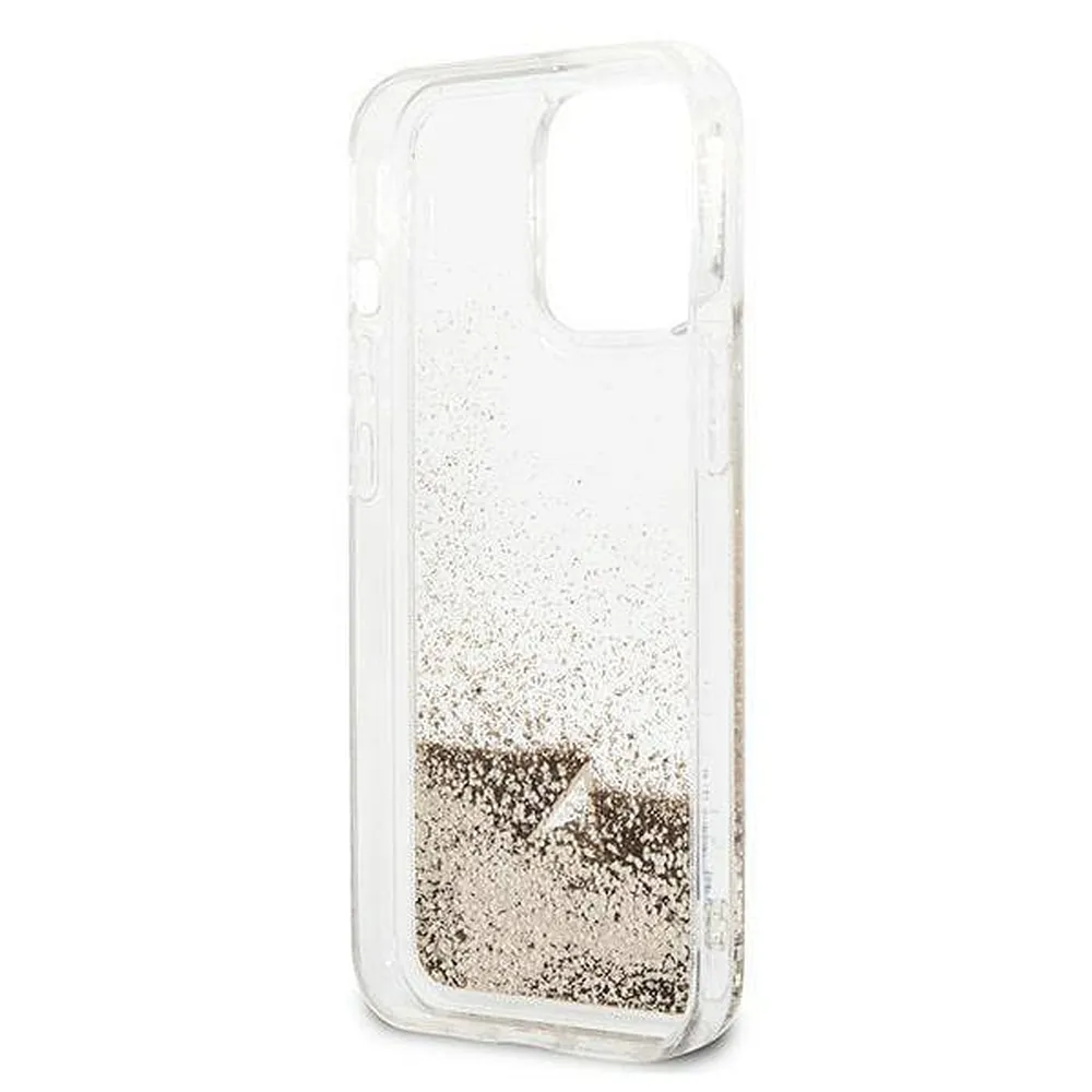 GUESS case for IPHONE 14 Pro Max GUOHCP14XGLHFLGO (Liquide Glitter Charms) gold - Image 3