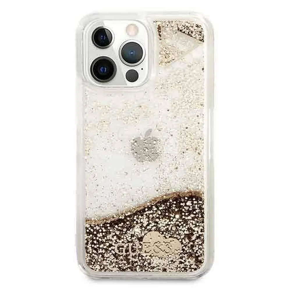 GUESS case for IPHONE 14 Pro Max GUOHCP14XGLHFLGO (Liquide Glitter Charms) gold - Image 7