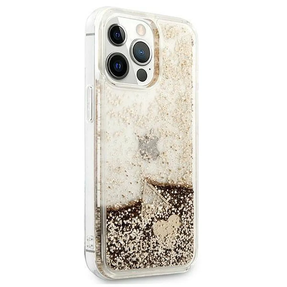 GUESS case for IPHONE 14 Pro Max GUOHCP14XGLHFLGO (Liquide Glitter Charms) gold - Image 6