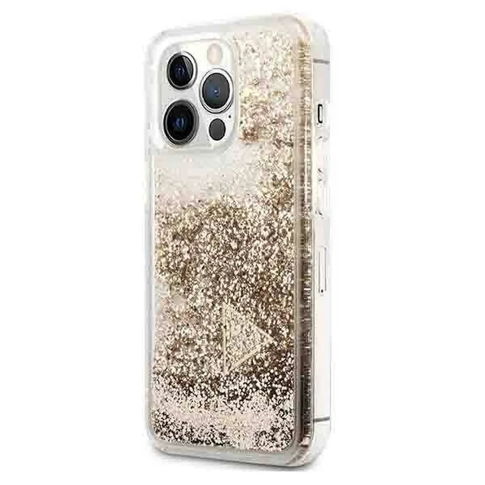 GUESS case for IPHONE 14 Pro Max GUOHCP14XGLHFLGO (Liquide Glitter Charms) gold - Image 8