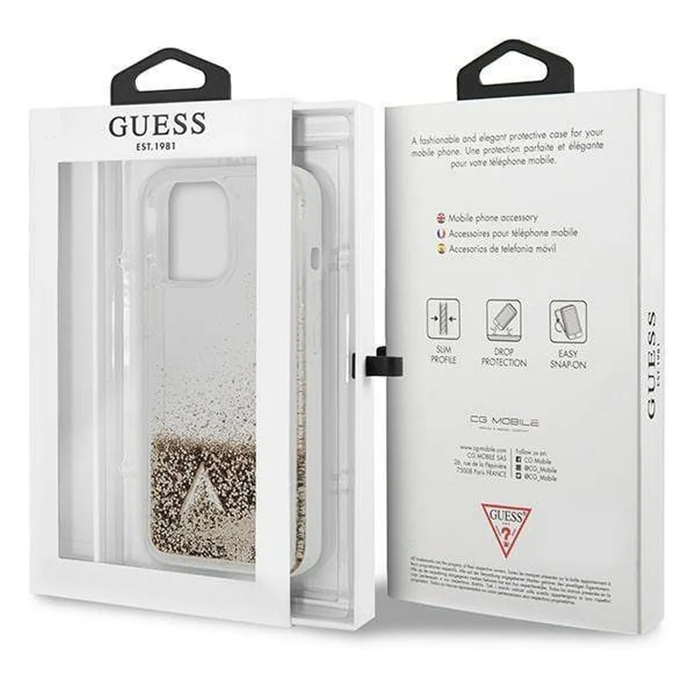GUESS case for IPHONE 14 Pro Max GUOHCP14XGLHFLGO (Liquide Glitter Charms) gold - Image 9