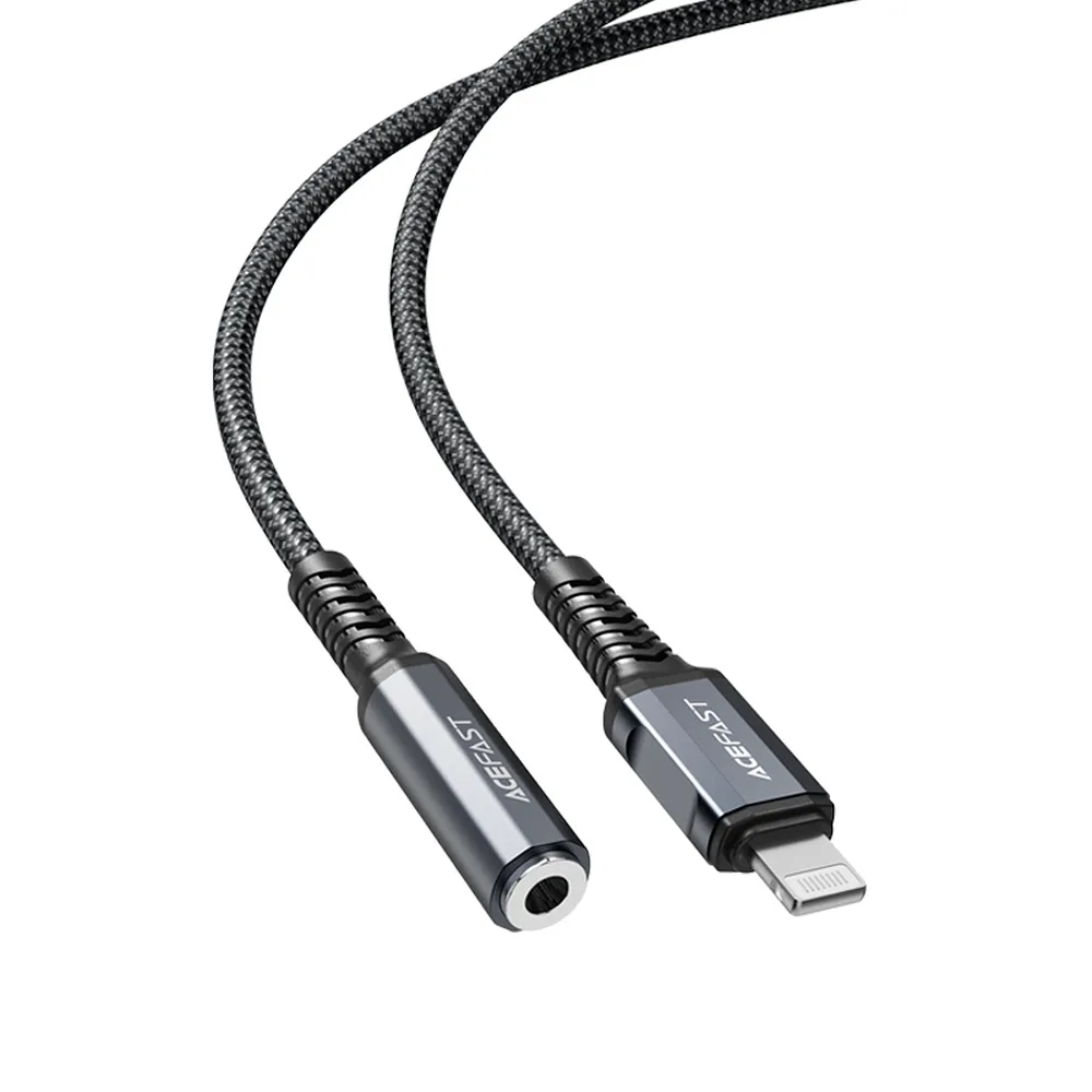 ACEFAST cable audio to Lightning 8-pin - Jack 3,5mm (female) MFi aluminum alloy C1-05 18 cm deep space gray - Image 2