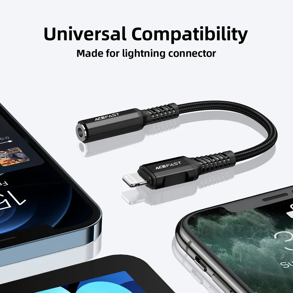 ACEFAST cable audio to Lightning 8-pin - Jack 3,5mm (female) MFi aluminum alloy C1-05 18 cm deep space gray - Image 4