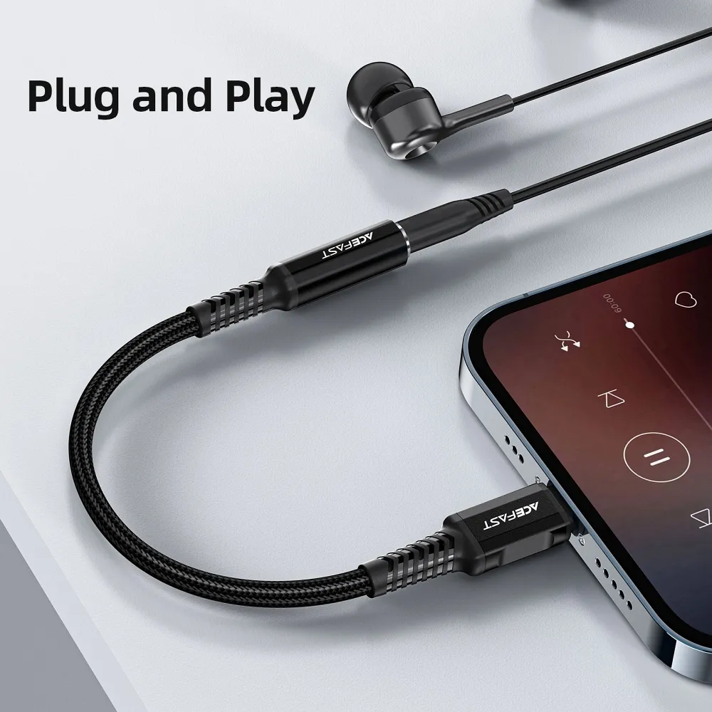 ACEFAST cable audio to Lightning 8-pin - Jack 3,5mm (female) MFi aluminum alloy C1-05 18 cm deep space gray - Image 9