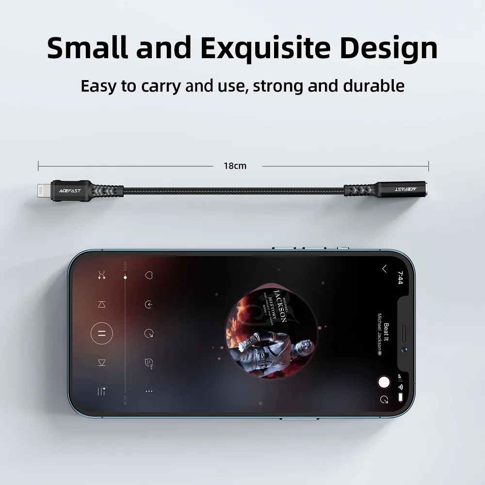 ACEFAST cable audio to Lightning 8-pin - Jack 3,5mm (female) MFi aluminum alloy C1-05 18 cm deep space gray - Image 8