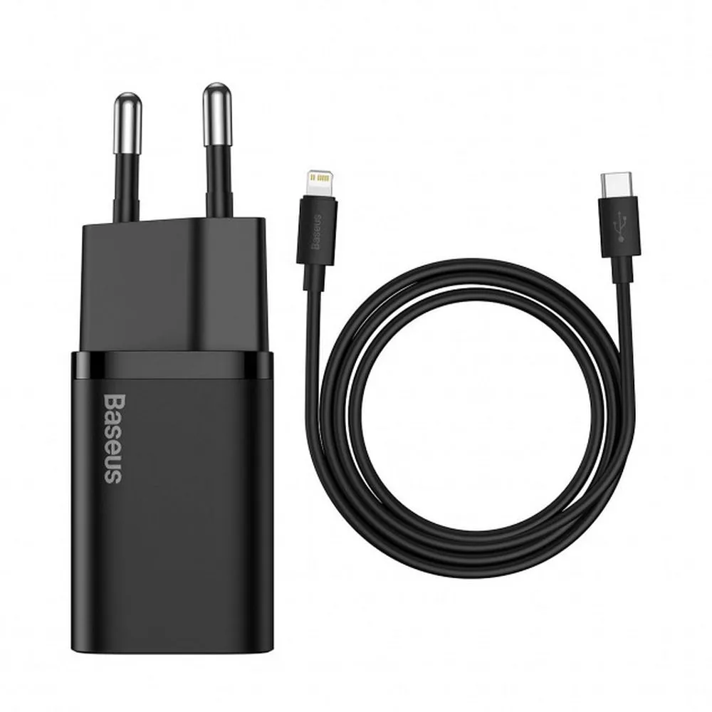 BASEUS charger Type C + cable Type C to Lightning PD QC3.0 3A 20W TZCCSUP-B01/CCCJGCE-D black - Image 4