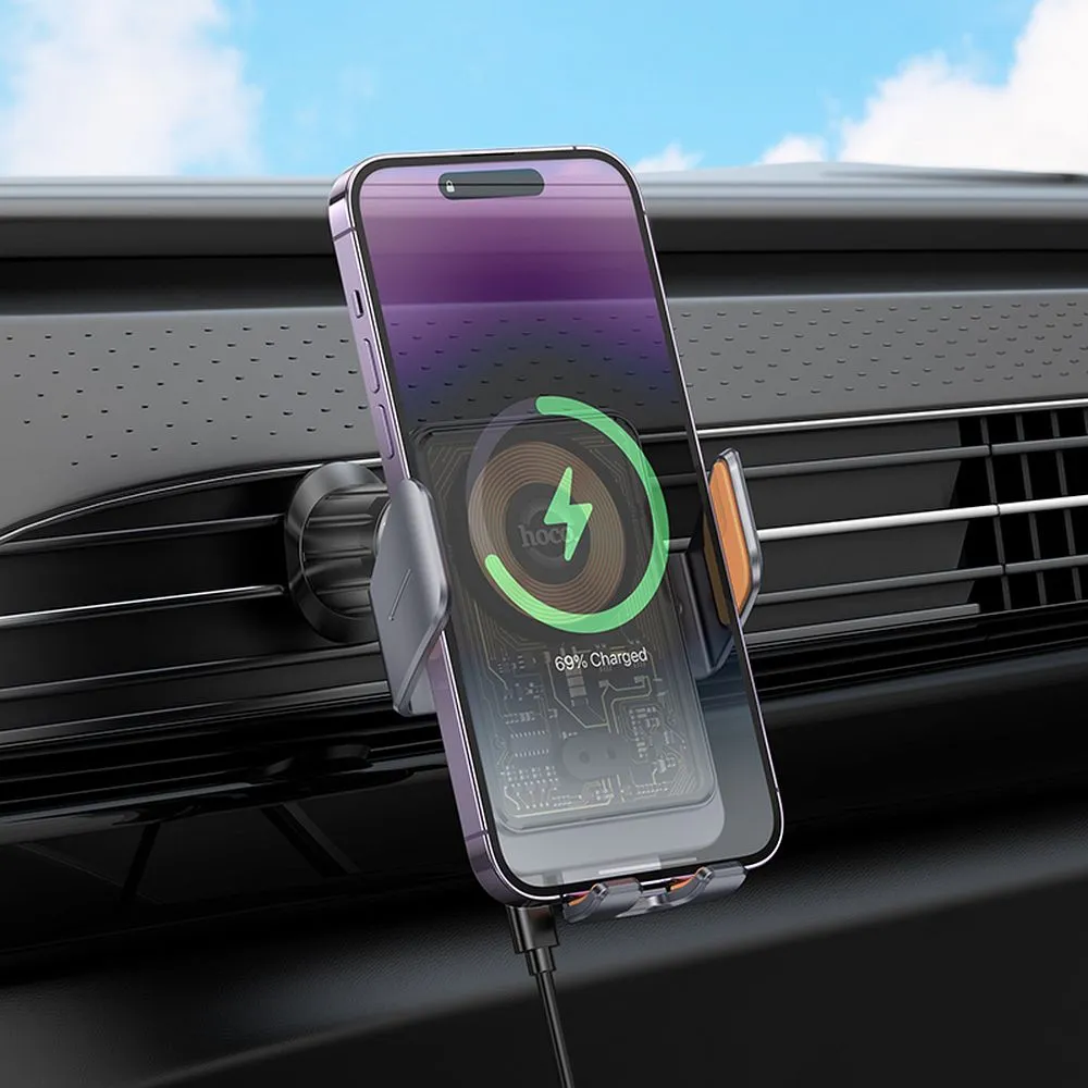 HOCO car holder with wireless charging for air vent 15W HW7 gray - Image 8