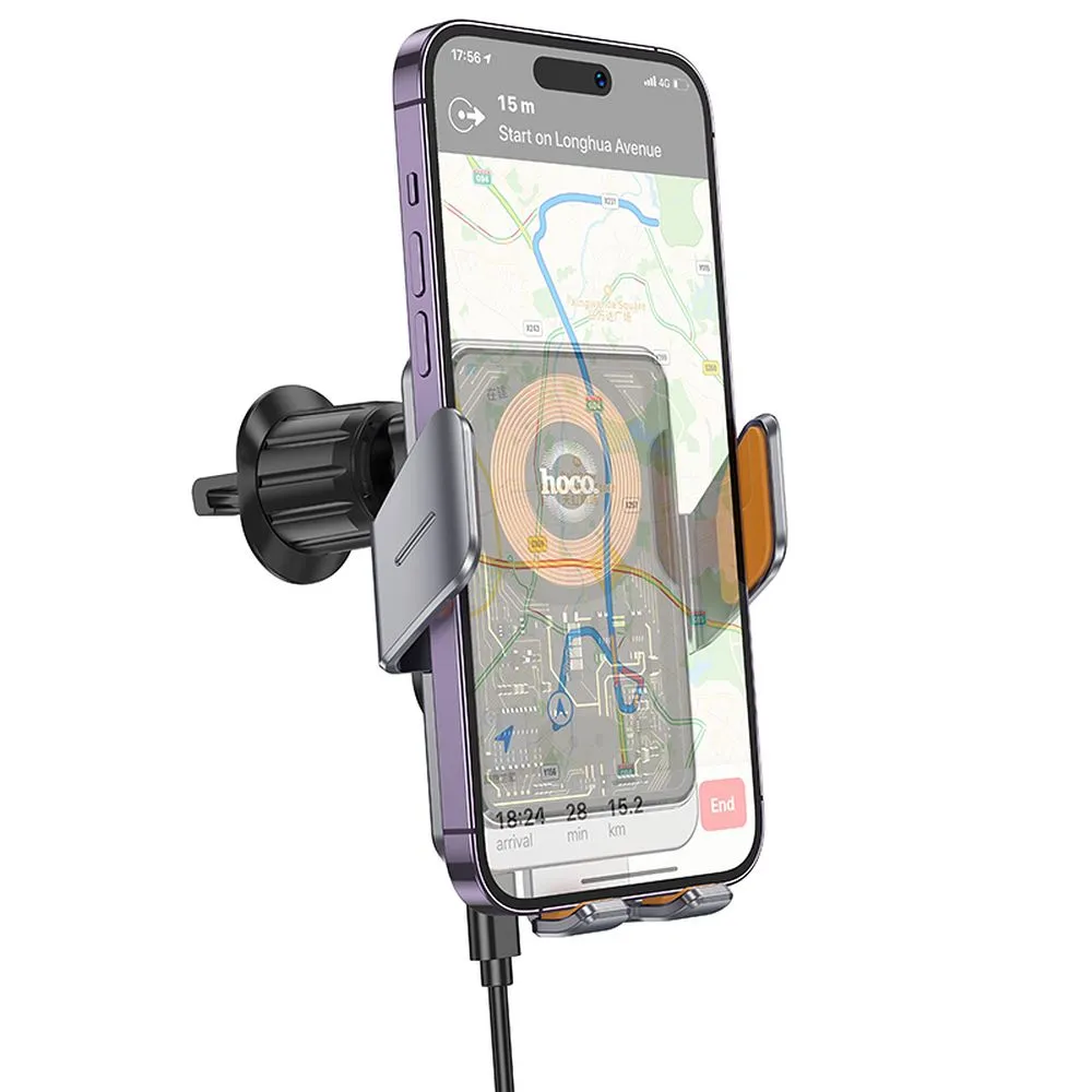 HOCO car holder with wireless charging for air vent 15W HW7 gray - Image 2