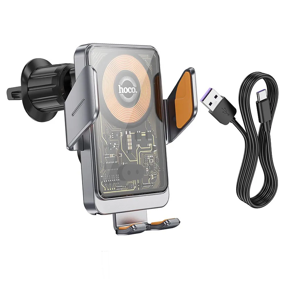 HOCO car holder with wireless charging for air vent 15W HW7 gray - Image 6