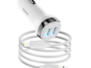 HOCO car charger 2 x USB A + cable USB A to Lightning 2,4A Z40 white