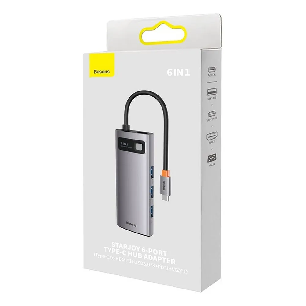 BASEUS adapter HUB 6in1 Type C WKWG030013/BS-OH040 0,15 m gray - Image 14