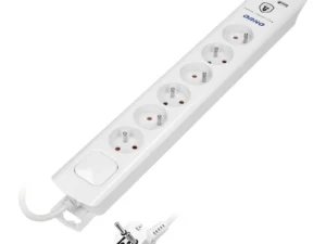 Power strip with surge protection, 6 sockets, 2 USB chargers, cable 3x1mm², 3m long (OR-AE-13163/3M)
