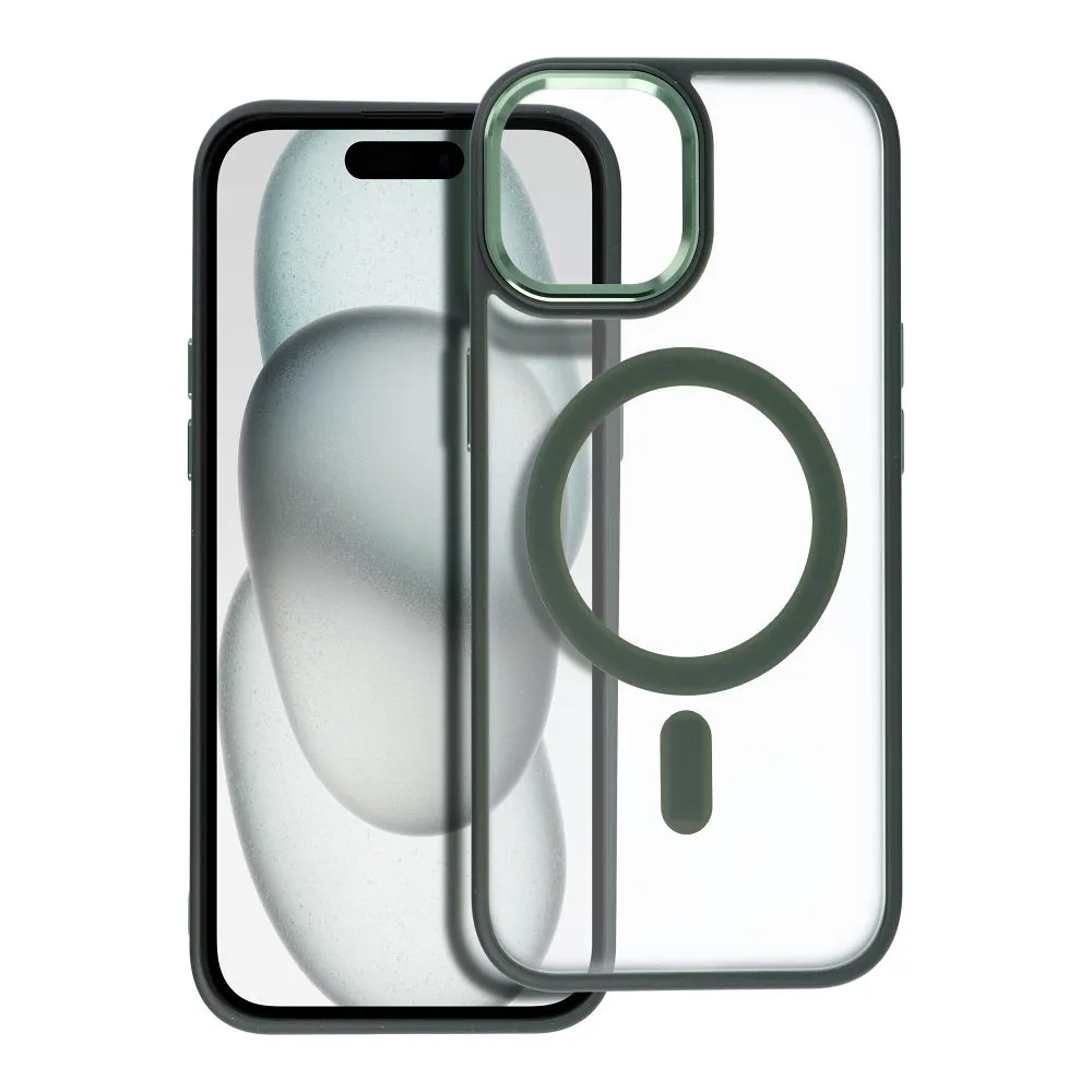 MATTE MAG COVER case compatible with MagSafe for IPHONE 15 green