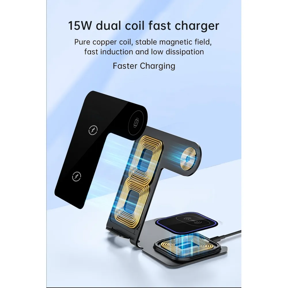 VEGER wireless charger 3in1 Qi 20W Y9 grey - Image 6