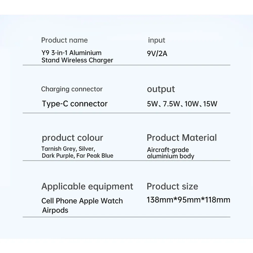 VEGER wireless charger 3in1 Qi 20W Y9 grey - Image 14