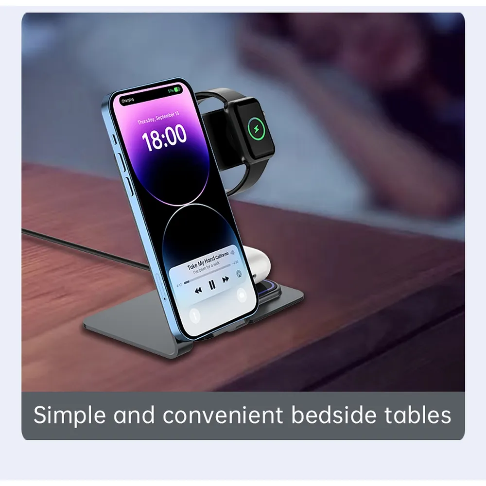 VEGER wireless charger 3in1 Qi 20W Y9 grey - Image 11