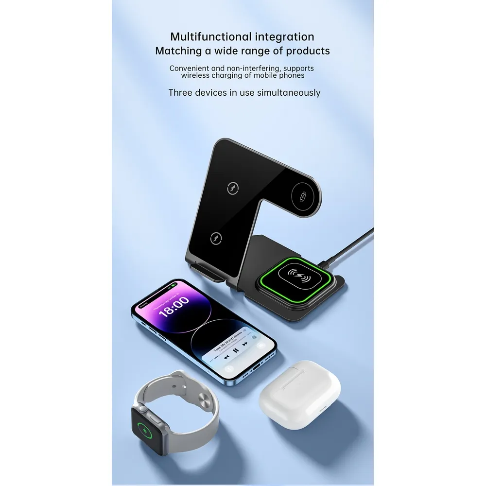 VEGER wireless charger 3in1 Qi 20W Y9 grey - Image 5